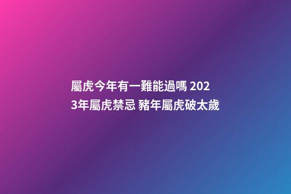 屬虎今年有一難能過嗎 2023年屬虎禁忌 豬年屬虎破太歲